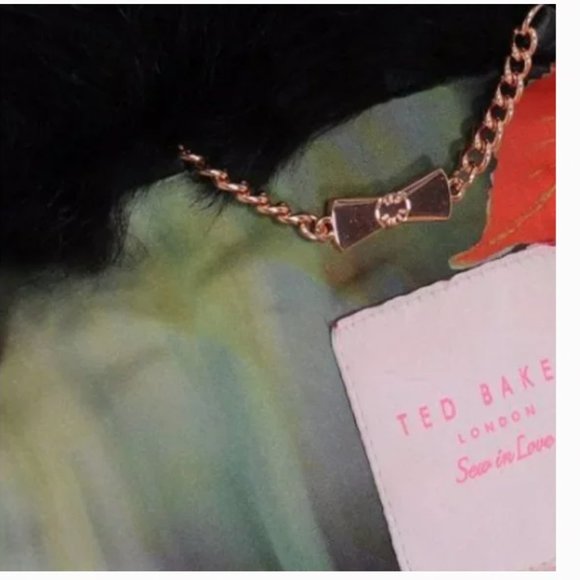 Ted Baker Tirely Furrly Detachable Sleeve Black Leather Jacket vest size 1 nwot - Picture 11 of 15